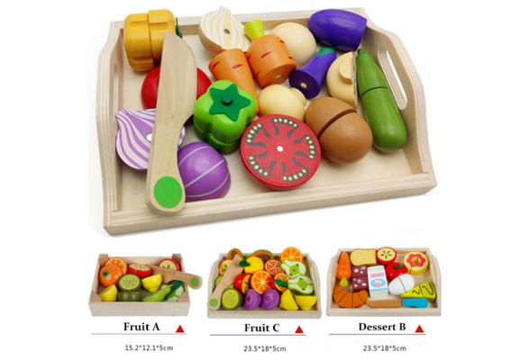 wooden chopping food toy