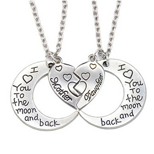 Moon and Back Pendant Necklace Mother 