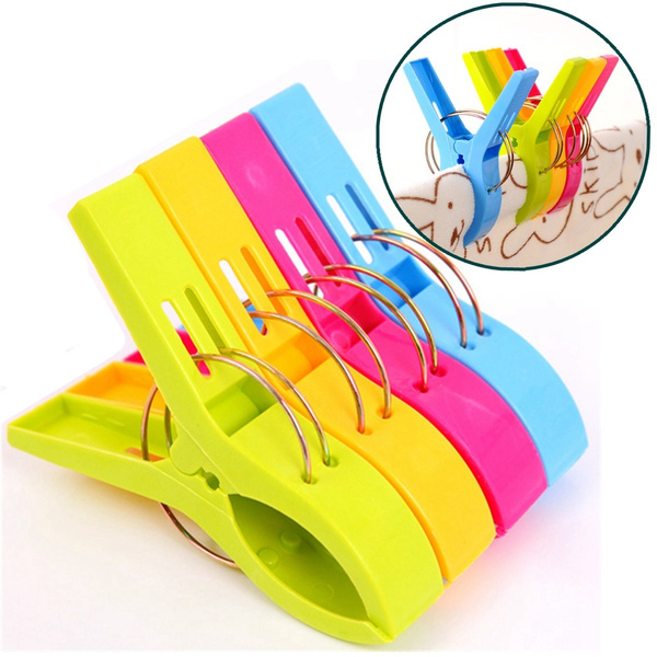 Lot 10 Grosses Pinces Serviette Plage – Pinces à Linge Géantes Anti-Vent En Plastique Solide, Idéales Serviettes Bain, Chaise Longue & Camping