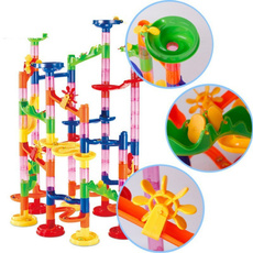 29/50/105pcs Plastic House Building Blocks Toys  DIY  Maze Balls Track Construction Marble Race Run Toys
