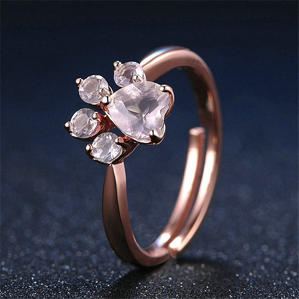 925 Sterling Silver Pink Crystal Paw 