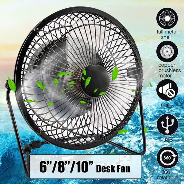 6''/8''/10'' Metal Electrical 360°Rotatable USB Fan Rechargeable Battery Cooler 