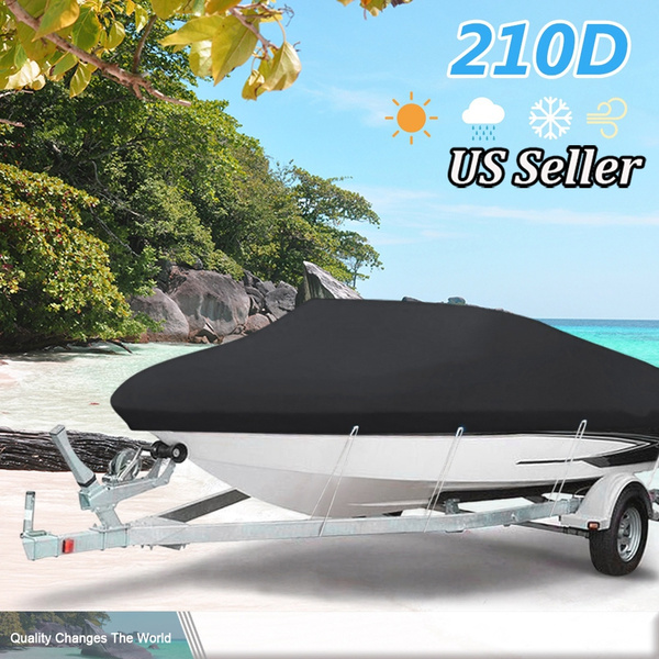 U14-22ft 210D V-shape Waterproof Trailerable Fishing Ski Bass Boat Cover  Storage Bag Beam Speedboat