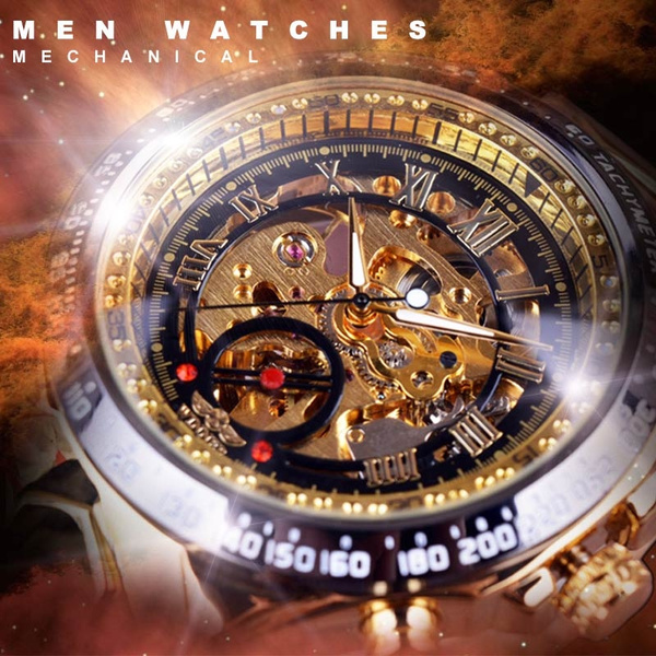 WINNER Gold Watch Mens Watches Montre Homme Watch Man Automatic Skeleton Wristwatch