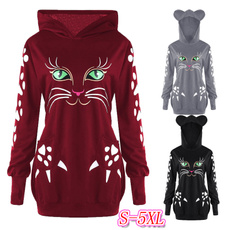 Plus Size, Long Sleeve, catprint, Cats