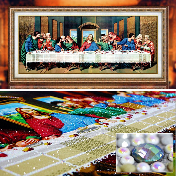 Diamond Painting Complete. the Lords Supper, With Black Frame. 