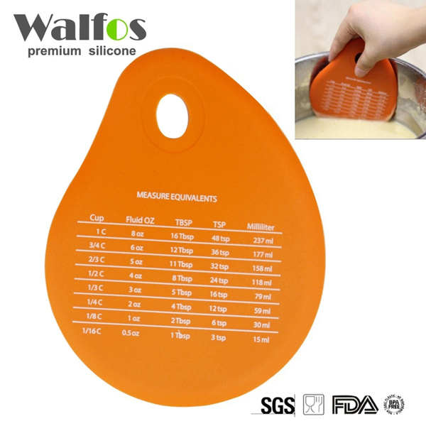 Walfos Pot Pan Cleaning Silicone Bowl Scraper Cream Measuring Unit  Conversion Spatula Baking Tool