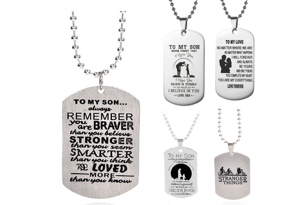 mother son dog tag necklace