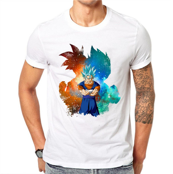 100 Cotton Men 3d T Shirt Dragon Ball Z Goku Super Saiyan God Blue Hair Vegeta Print Cartoon Anime Summer Top Tee 4xl Wish