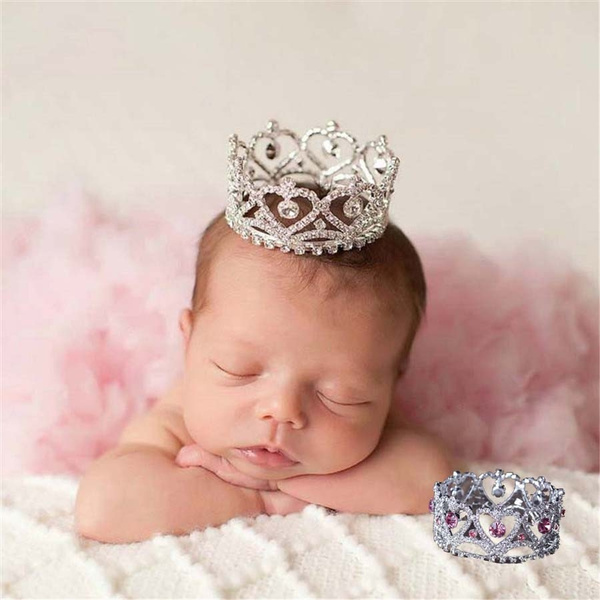 Rhinestones Full Circle Mini Newborn Baby Tiara Crown Photography Props  Crystal Baby Crown Hair Jewelry