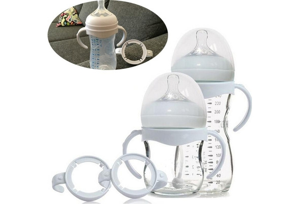 2 Pcs White Baby Bottle Infant Grip Handle Avent Natural Wide Mouth Feeding Safe 