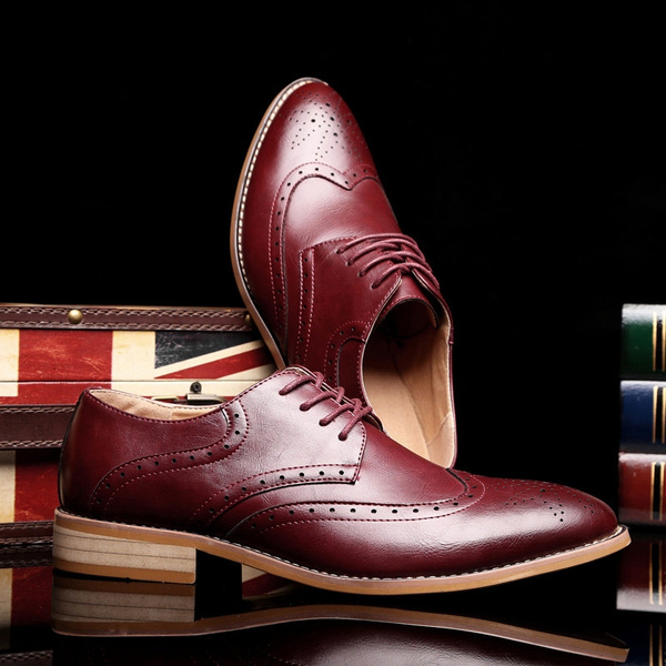 Men Leather Dress Shoes Casual Wedding Shoes British Style Brooker