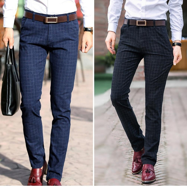 plaid dress pants mens slim