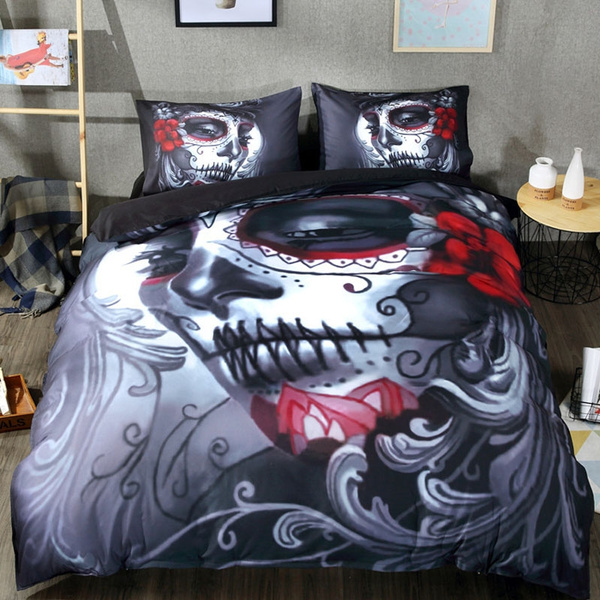 3d Gothic Black Skull 2 3 4pcs Twin Queen King California Size Bedding Set Style Bed Sheet Pillow Cases Cotton Blend Flower Duvet Cover Wish 3d Gothic Black Skull 2 3 4pcs Twin, California King Size Bedding Sets