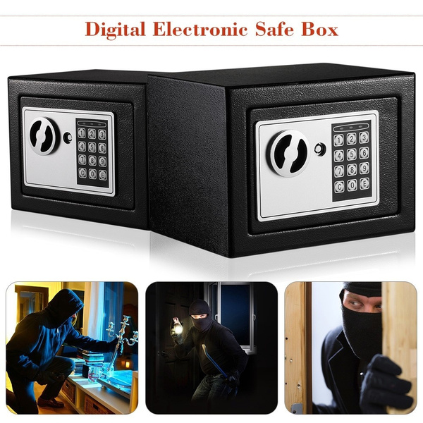 Hotel TIGERKING Personal Safe Security Digital Lock Box Key Combination Code Safe Box Steel Money Box Electronic Small Safes for Home Office