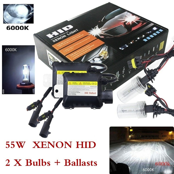 H11 HID Headlight Bulbs 6000K Xenon White with 55W DC Slim HID Ballast by  Yifengshun Super Bright Xenon HID Light Bulb for Auto High / Low Beam (2