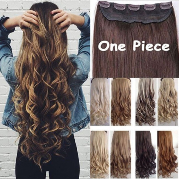 24 29inch Womens Hair Long Curly Wavy Clip In Hair Extensions 5 Clips One Piece Fashion Hair Wigs