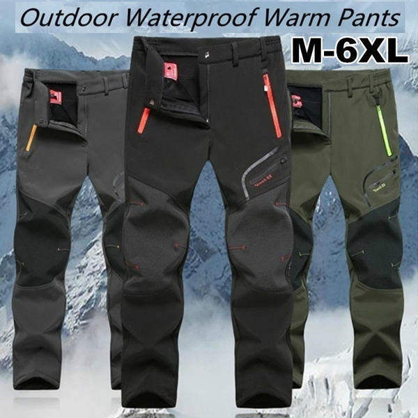 New Winter Fleece Outdoor Hiking Pants Men Camping Climbing Trekking Skiing  Softshell Trousers Fishing Waterproof 5XL