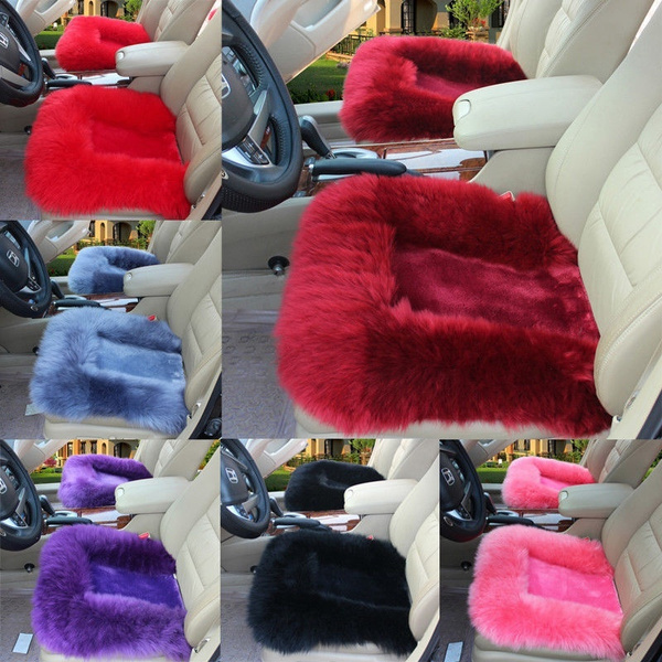 Hot New Universal Wool Soft Warm Fuzzy Auto Car Seat Covers Front Rear Cover Cushion Pink Black Gray Blue Red Purple Pale Mauve Wine Beige Wish - Velvet Car Seat Covers Blue