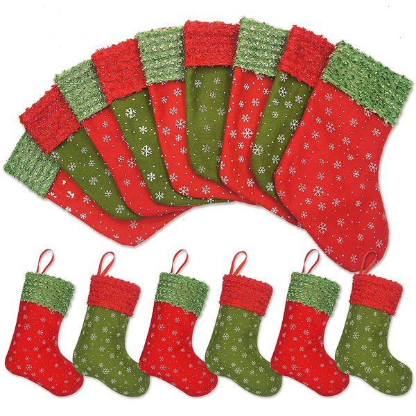 Miniature Red Felt Christmas Stocking Bundle Set of 12