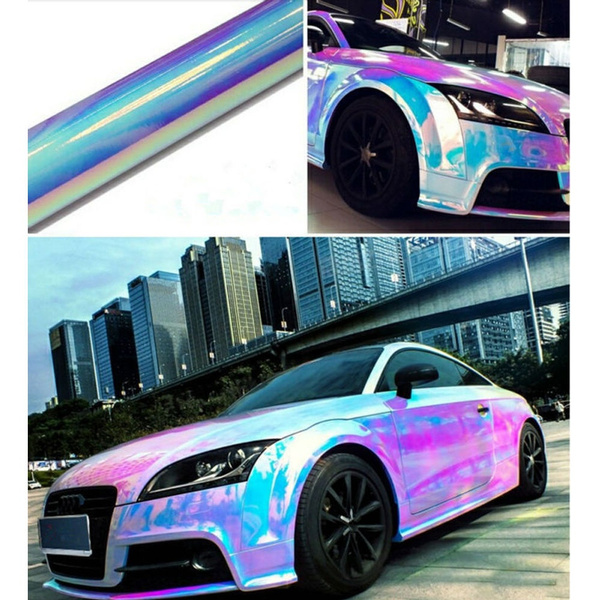 *Holographic Purple Rainbow Neo Chrome Car Vinyl Wrap Air Bubble Free Sticker