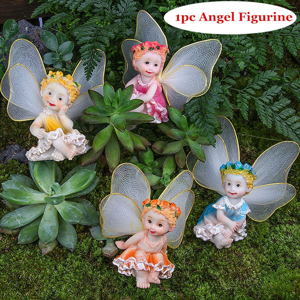 Fairy Flower Angels Ornament Miniatures Resin Bonsai DIY Fairy Garden Decor Nu 