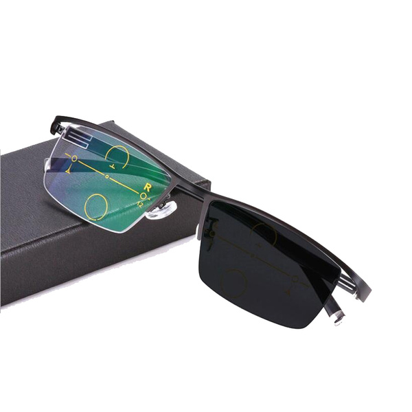 Rx Farsighted UV400 Sunglasses Transition Photochromic Progressive Multi Focus Reading Glasses Retro Nerd Varifocal No Line Gradual