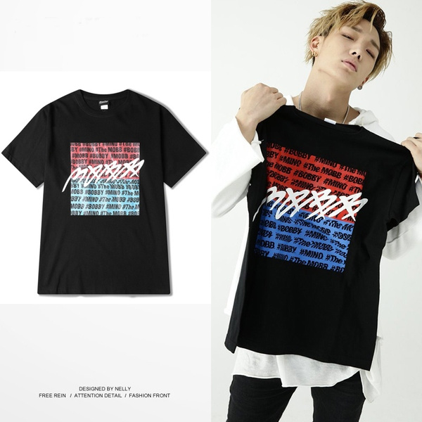 Korean Pop IKON Bobby T-shirt Concert T-shirt 2017 New Casual Tee Tops Mobb 
