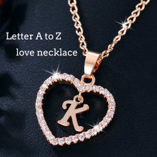 26 Letters Silver Gold Plated Heart Chain Necklace Alphabet Initial Necklace Letter A To Z Pendant  Women Valentine's Day Jewelry Gifts