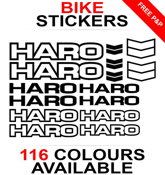 Haro Vinyl Decals Stickers Sheet Bike Frame Cycle Cycling Bicycle Mtb Road 