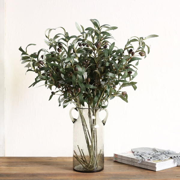 1 Branch 72 Cm Artificial European Olive Tree Branches Leaf With Fruit Leaves For Home Wedding Decor Green Wish - Olive Branch Home Decor