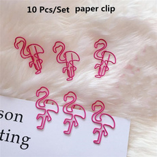 10 Pcs/Set Pink Flamingo Bookmark Planner Paper Clip Metal Material Bookmarks for Stationery School Supplies