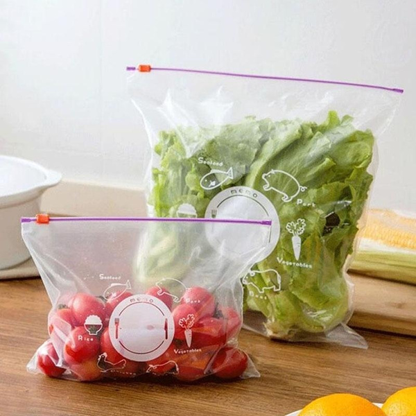 10pcs Reusable Fresh Zipper Bag For Food Plastic Bags Fruit