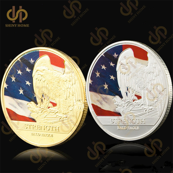 Gold American Bald Eagle Strength USA Statue of Liberty Freedom ...