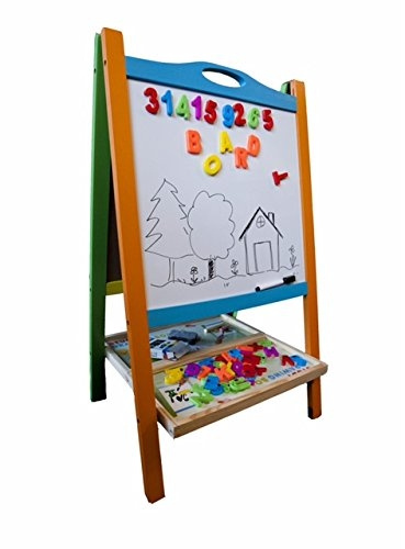 Elk & Bear Double Sided Magnetic Whiteboard Painting Easel for Small Kids and