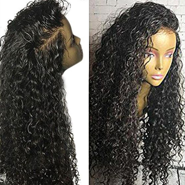 Natural Hair Wigs Loose Curly Lace Front Wigs Synthetic Black