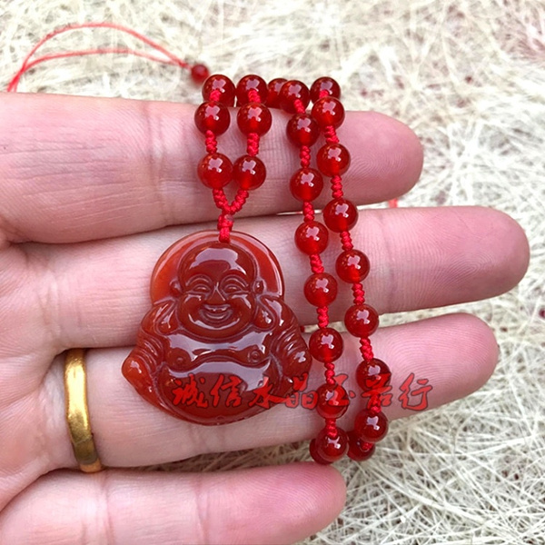 Buy Buddha Necklace Colored Blue Glass Buddha Beaded Necklace Men's Women's  Carved Buddhist Necklace Online in India - Etsy