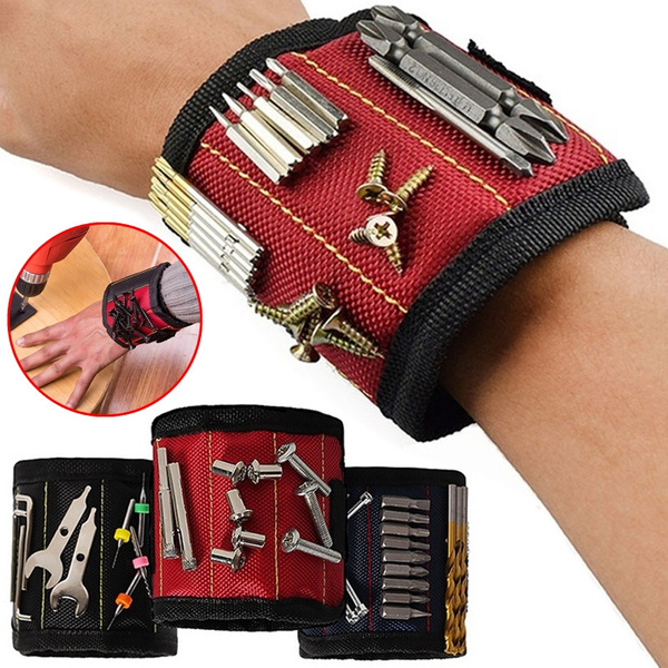 Magnetic Wristband Wrist Band Tool Belt Cuff Bracelet Nail Screw Kit Set Red Hot 