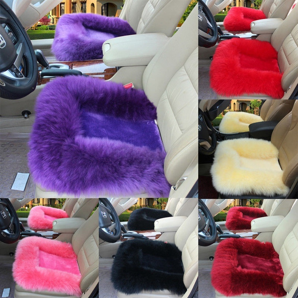 Hot New Universal Wool Soft Warm Fuzzy Auto Car Seat Covers Front Rear Cover Cushion Pink Black Gray Blue Red Purple Pale Mauve Wine Beige Wish - Red Furry Car Seat Covers