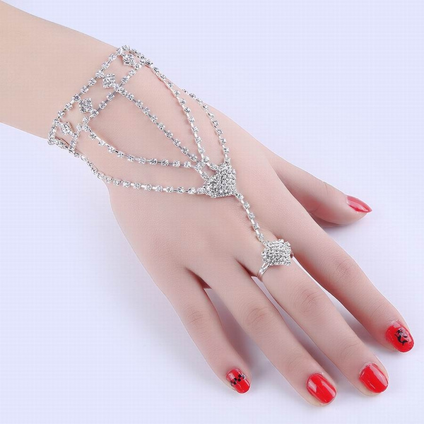 Ladies hand best sale bracelet silver