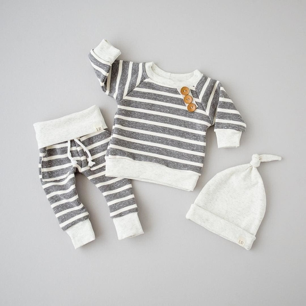 3Pcs/Set Infant Baby Boy Girl Clothes Striped Tops T-shirt+Pants ...
