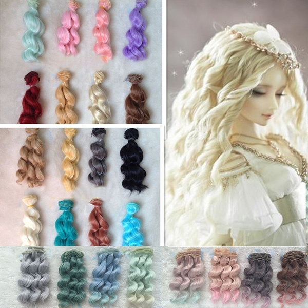 15*100cm Colorful Wig BJD Doll Hair For 11.5" 1/6 Doll DIY Curly Wigs Curls Row