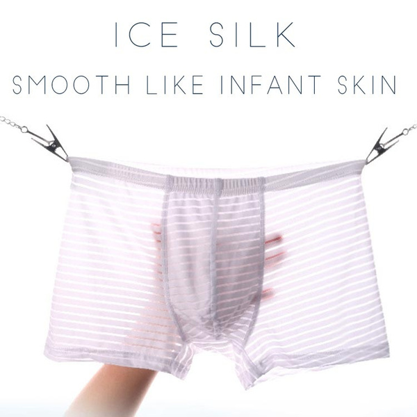 Hot Sale Men's Sexy Transparent Ice Silk Underwear Brand Men Boy