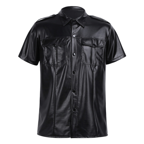 Short Sleeve Police Uniform Shirt Tops 
