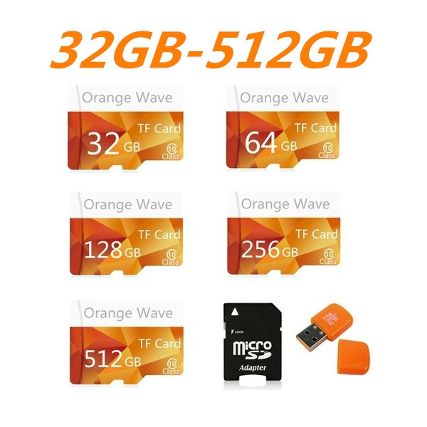Hot 32GB/64GB/128GB/256GB/512GB High Speed Orange Wave MicroSD SD