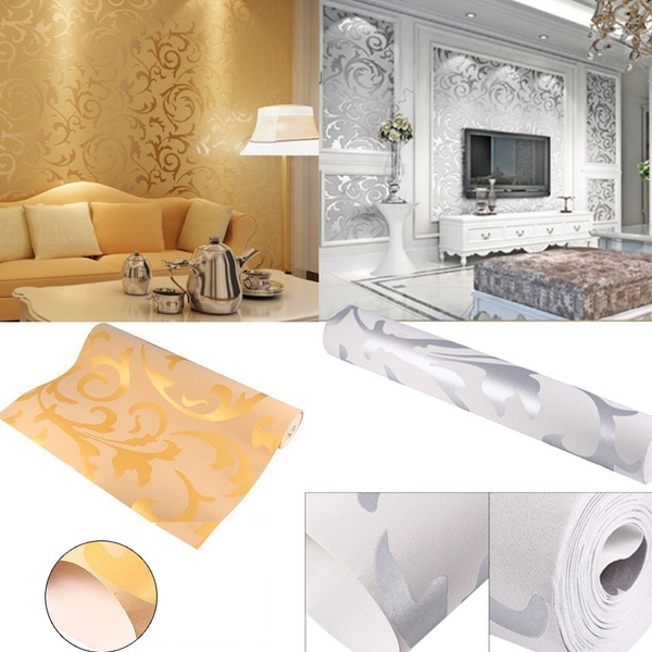 3D Luxury Embossed Wallpaper Wall Paper Roll Glitter Effect Feature 10M |  Wish