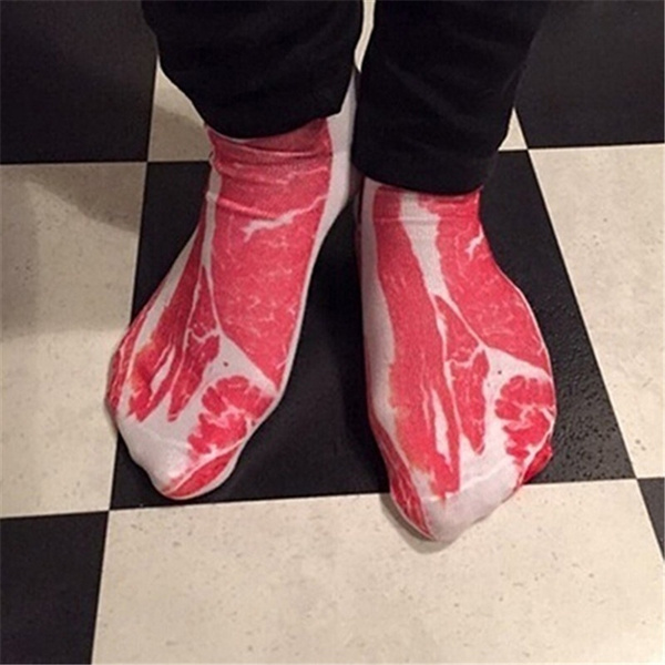 Calamity tense seed Bacon Crispy Unisex Cotton Socks Funny 3D Printed Pork Meat Hosiery & Socks  | Wish