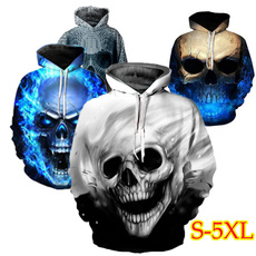 3D Digital Printing Hoodies Couple Skull Printed Hooded Hoodies Unisex Cool Sweatshirt Hoody Pullovers