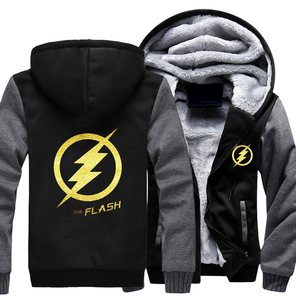 The Flash Thicken Hoodie Zipper Jacket Unisex Sweatshirts Winter Warm Coat 