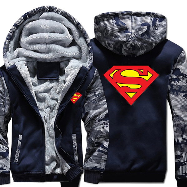 Men Camouflage Hoodies Winter Jacket Super Hero Zipper Hoodie Man Coat Men  Wool Liner Fleece Unisex Superman Sweatshirts Hoody | Wish